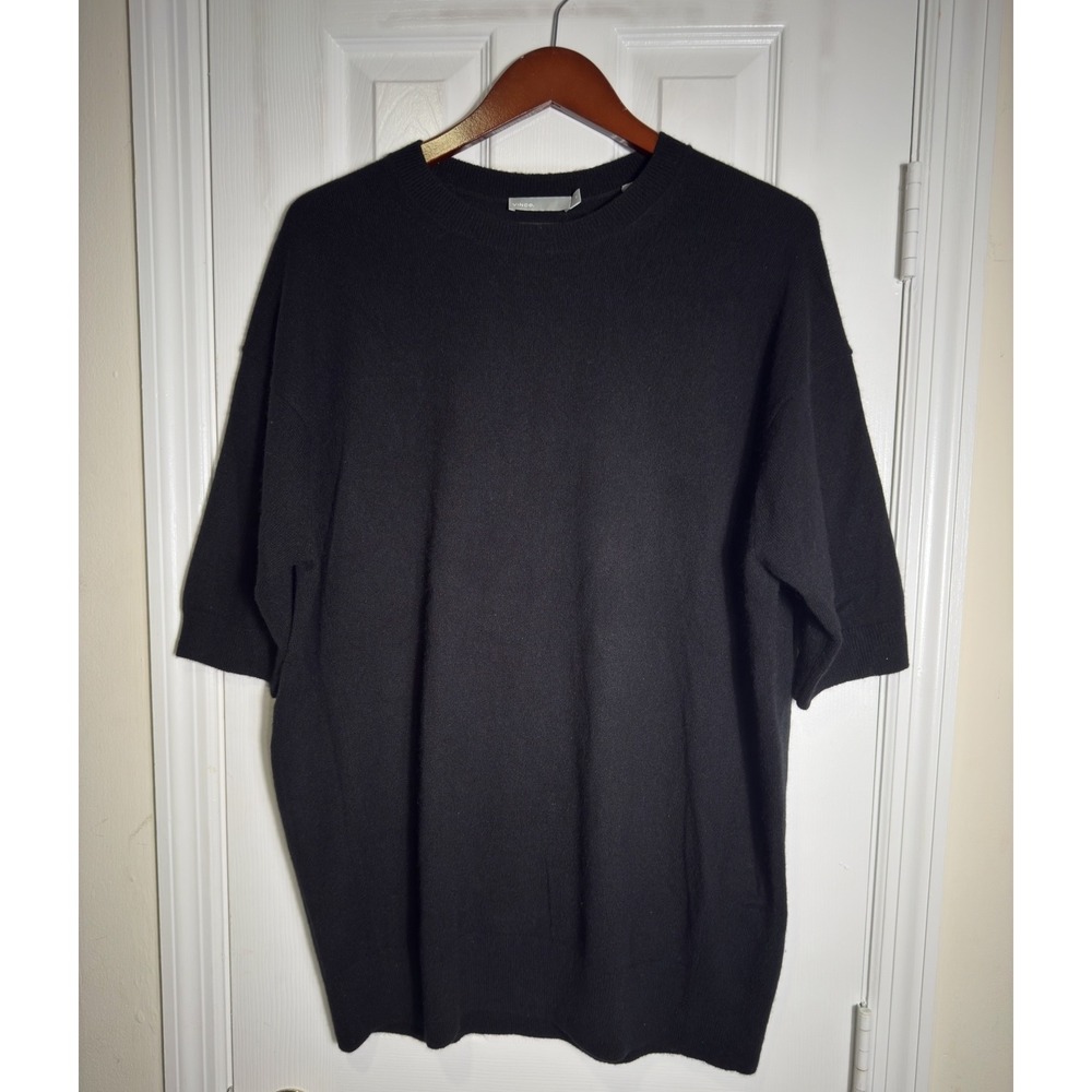 Vince 100% Cashmere Slouch Tunic Sweater Black Medium Elbow Sleeve - Picture 2 of 8